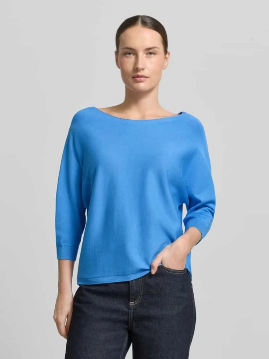 Zdjęcie produktu Sweter o kroju relaxed fit z mieszanki wiskozy w dzianinowym wyglądzie comma Królewski niebieski