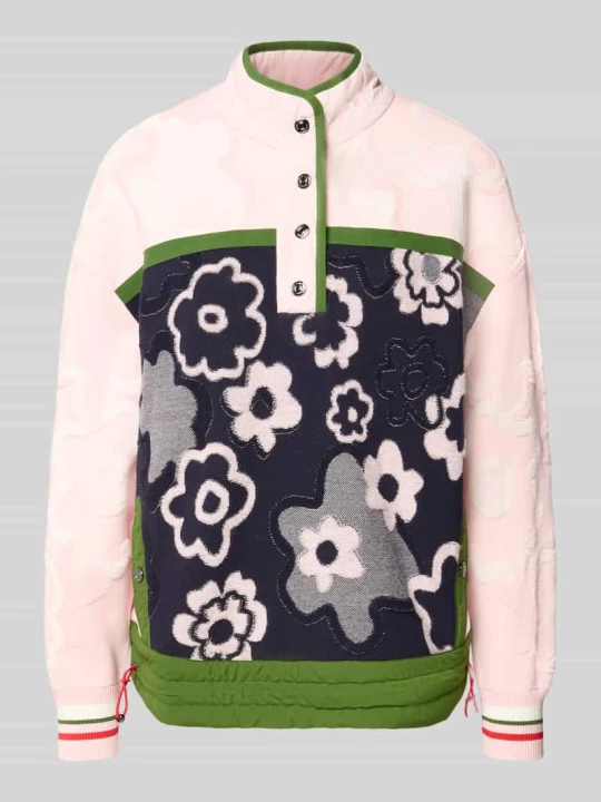 Zdjęcie produktu Sweter o kroju relaxed fit z mieszanki wiskozy z kołnierzem zapinanym Marc Cain Różowy