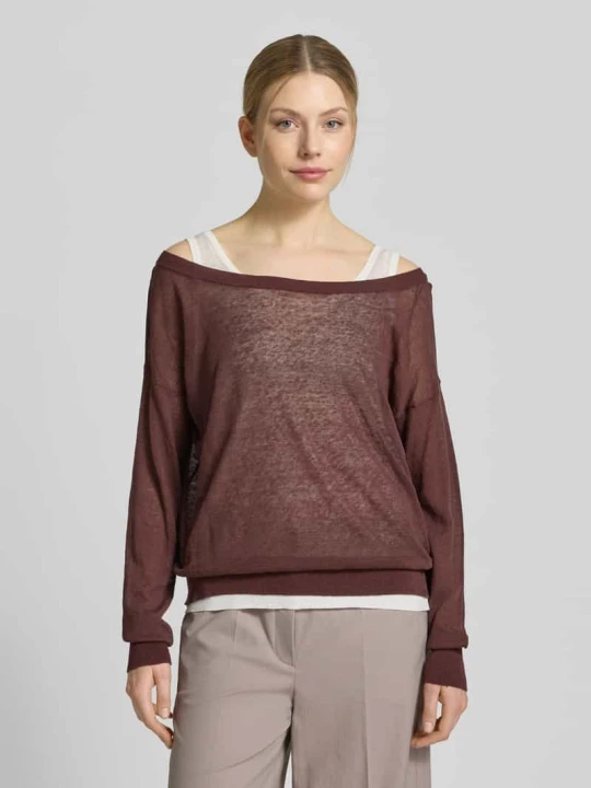 Zdjęcie produktu Sweter o kroju relaxed fit z przezroczystego materiału Boss Czekoladowy