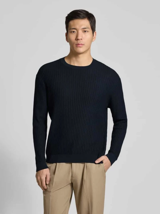 Zdjęcie produktu Sweter o kroju slim fit w dzianinowym wyglądzie Armani Exchange Granatowy