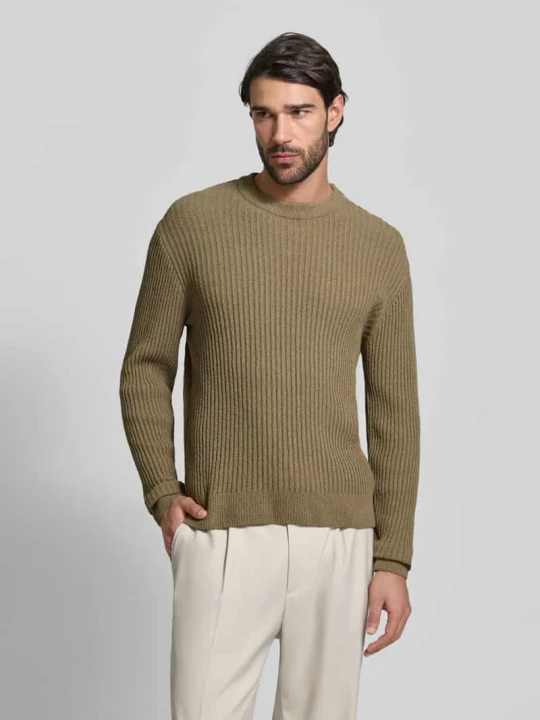 Zdjęcie produktu Sweter o kroju slim fit w dzianinowym wyglądzie Jake*s Oliwkowy