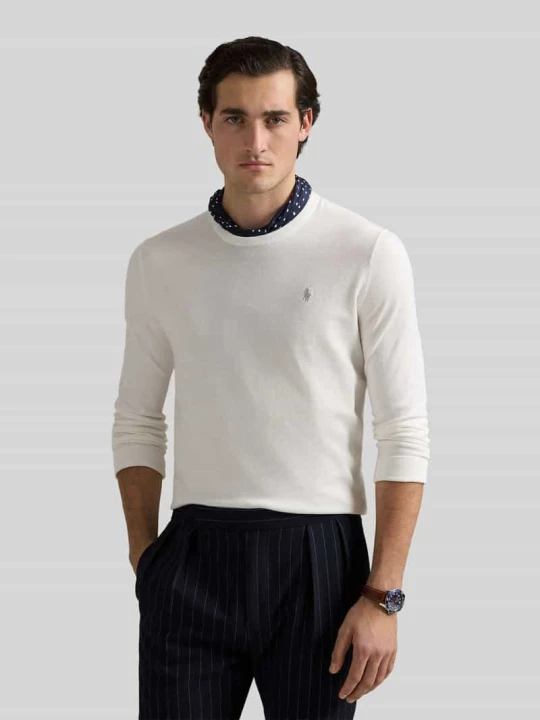 Zdjęcie produktu Sweter o kroju slim fit z czystej bawełny Polo Ralph Lauren Biały