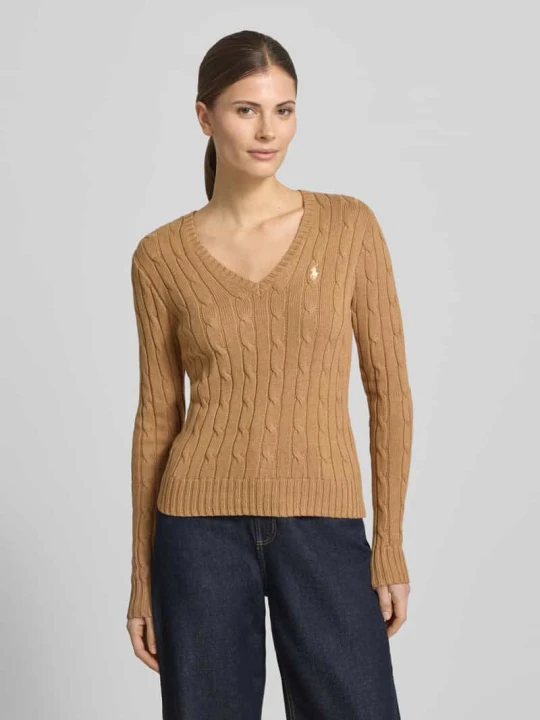 Zdjęcie produktu Sweter o kroju slim fit z czystej bawełny Polo Ralph Lauren Camel