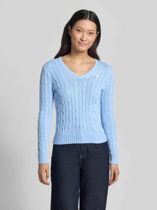 Zdjęcie produktu Sweter o kroju slim fit z czystej bawełny Polo Ralph Lauren Jasnoniebieski
