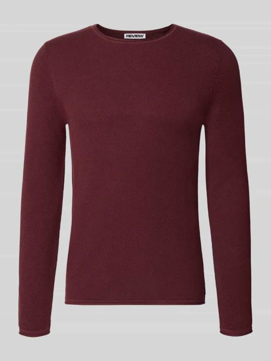 Zdjęcie produktu Sweter o kroju slim fit z czystej bawełny REVIEW Bordowy