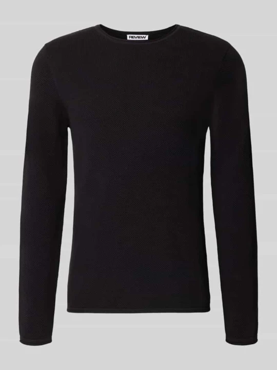 Zdjęcie produktu Sweter o kroju slim fit z czystej bawełny REVIEW Czarny
