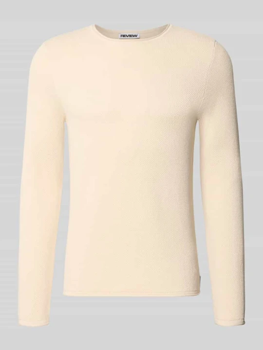 Zdjęcie produktu Sweter o kroju slim fit z czystej bawełny REVIEW Écru
