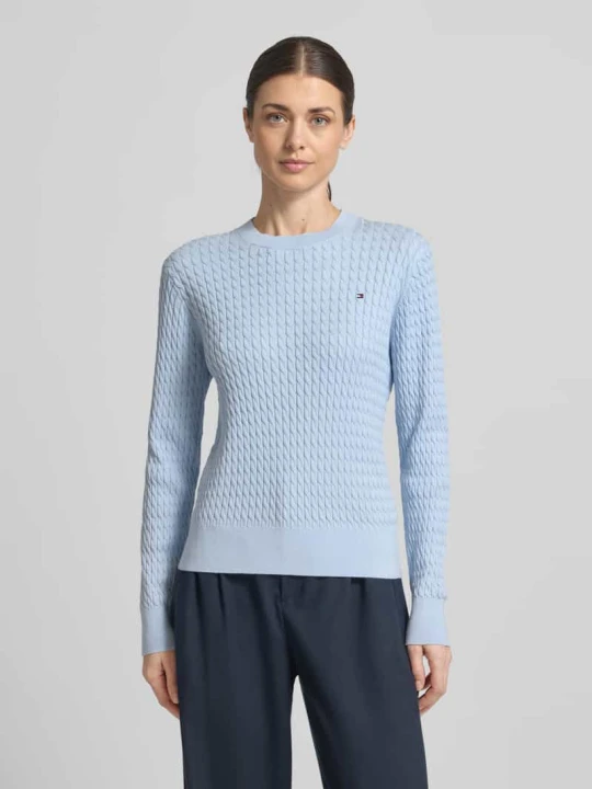 Zdjęcie produktu Sweter o kroju slim fit z czystej bawełny Tommy Hilfiger Jasnoniebieski