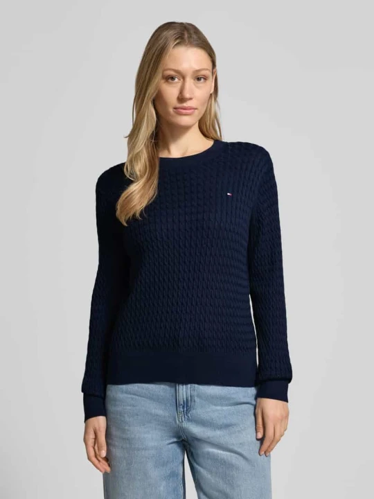 Zdjęcie produktu Sweter o kroju slim fit z czystej bawełny Tommy Hilfiger Granatowy