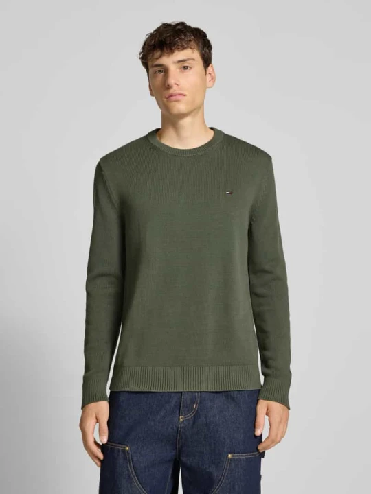 Zdjęcie produktu Sweter o kroju slim fit z czystej bawełny Tommy Jeans Ciemnozielony