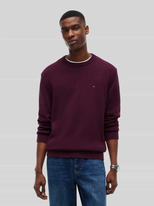 Zdjęcie produktu Sweter o kroju slim fit z czystej bawełny Tommy Jeans Bordowy
