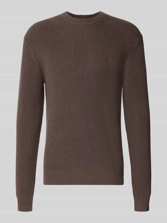Zdjęcie produktu sweter o kroju slim fit z czystej bawełny w imitacji dzianiny Replay Czekoladowy