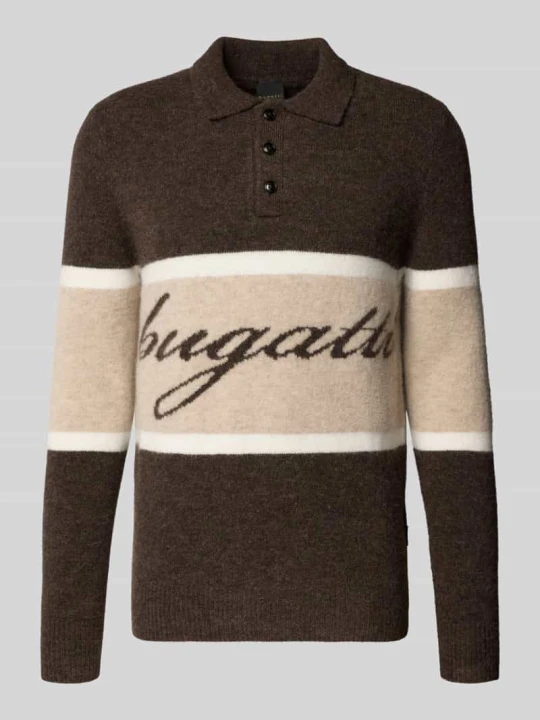 Zdjęcie produktu sweter o kroju slim fit z dodatkiem wełny Bugatti Średniobrązowy