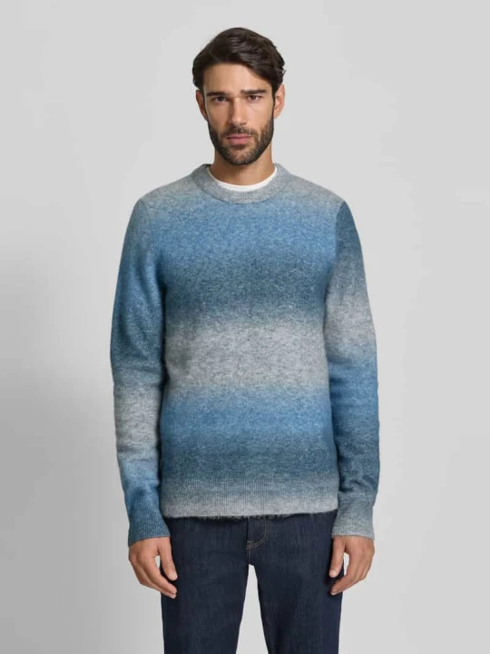 Zdjęcie produktu Sweter o kroju slim fit z dodatkiem wełny i wełny z alpaki z efektem dzianiny Samsøe Samsøe Jasnoniebieski
