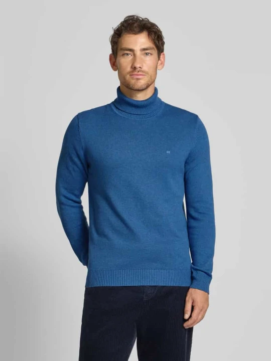 Zdjęcie produktu Sweter o kroju slim fit z mieszanki bawełny i wełny Christian Berg Jeansowy niebieski melanż