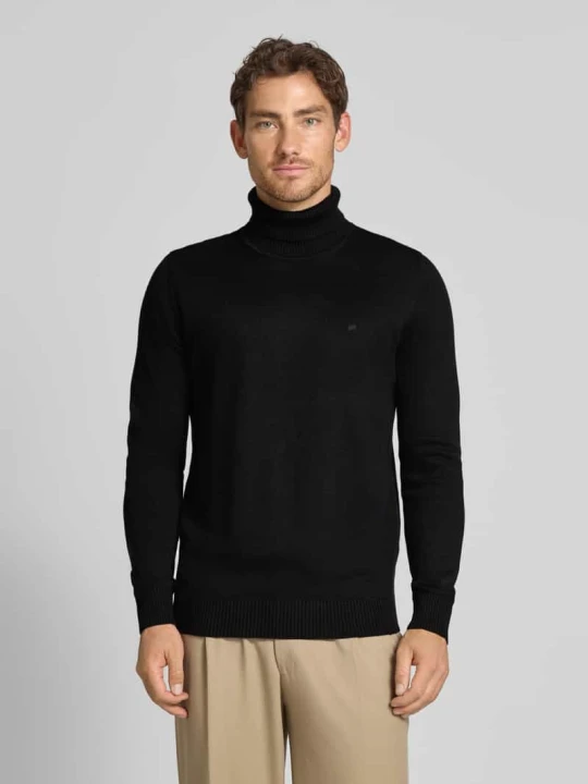Zdjęcie produktu Sweter o kroju slim fit z mieszanki bawełny i wełny Christian Berg Czarny