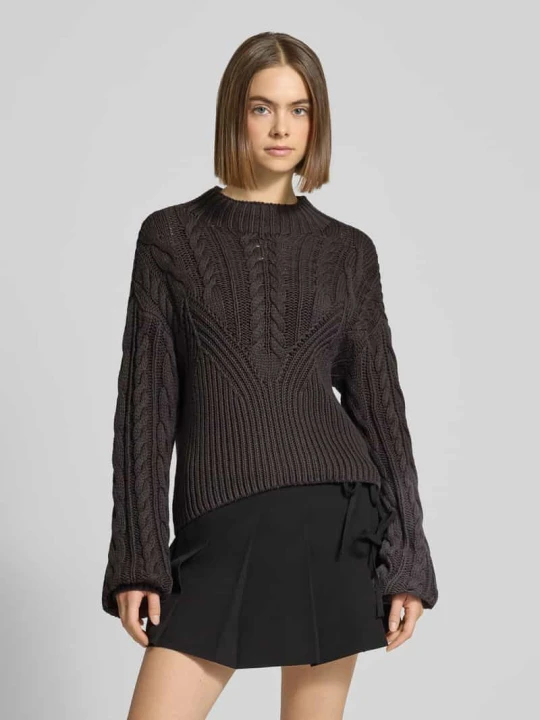 Zdjęcie produktu Sweter o kroju slim fit z efektem dzianiny model ‘Haysa’ Noisy May Ciemnoszary