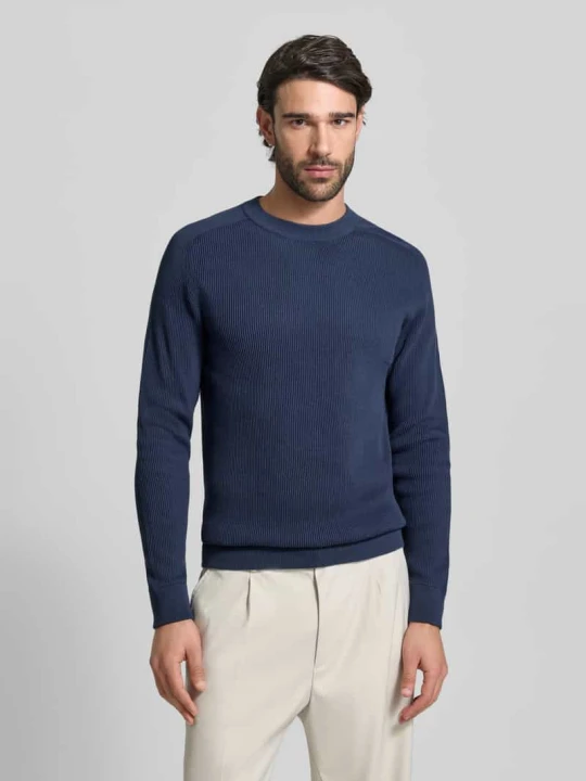 Zdjęcie produktu Sweter w dzianinowym wyglądzie, krój slim fit, model 'Nordin' Casual Friday Granatowy