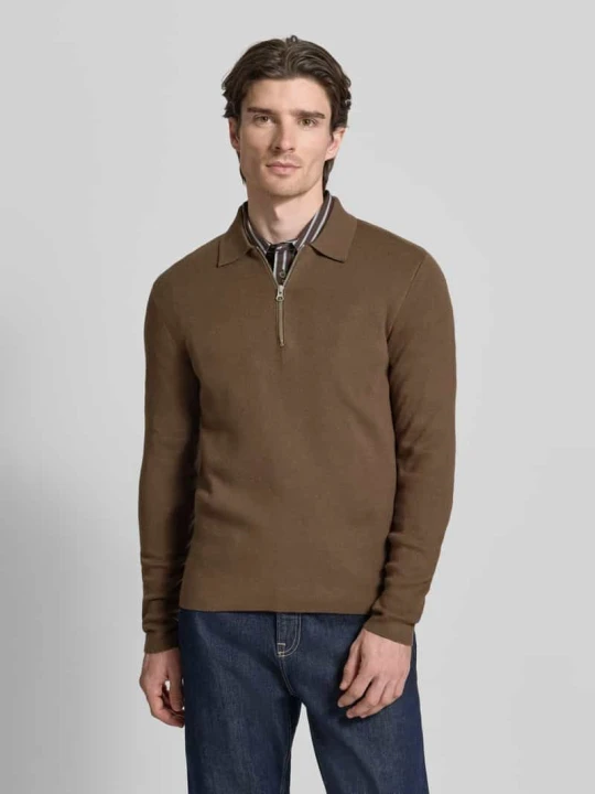 Zdjęcie produktu Sweter o kroju slim fit z kołnierzykiem polo model „GUNA” Samsøe Samsøe Ciemnobrązowy