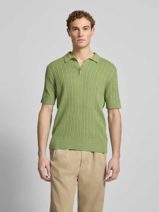 Zdjęcie produktu Sweter z krótkim rękawem o kroju slim fit z domieszką kaszmiru w imitacji dzianiny FTC Cashmere Zielony