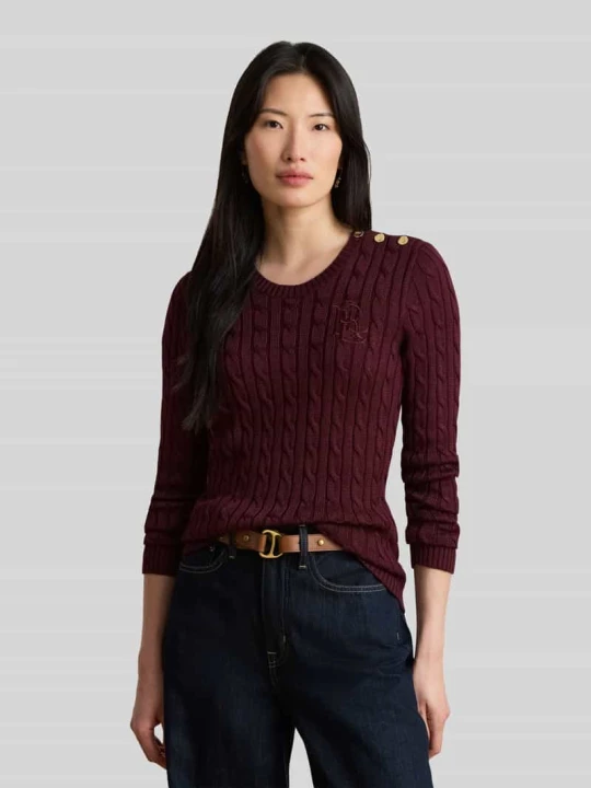 Zdjęcie produktu Sweter o kroju slim fit z mieszanki bawełny i wiskozy Lauren Ralph Lauren Bordowy