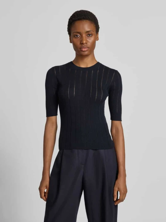 Zdjęcie produktu sweter o kroju slim fit z mieszanki jedwabiu i wełny model 'RAGNO' Max Mara Granatowy