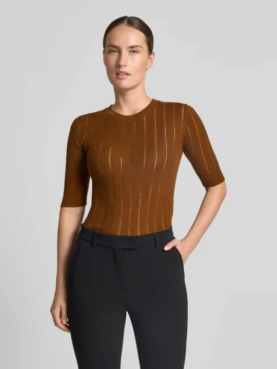 Zdjęcie produktu sweter o kroju slim fit z mieszanki jedwabiu i wełny model 'RAGNO' Max Mara Średniobrązowy