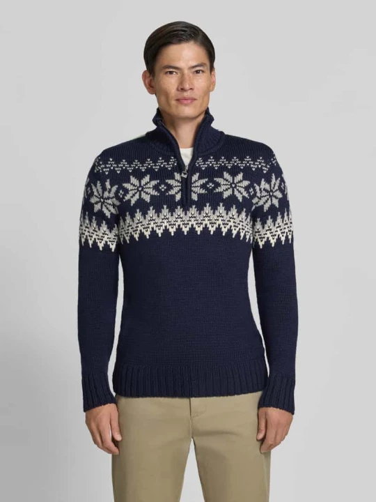 Zdjęcie produktu sweter o kroju slim fit z mieszanki wełny model 'Myking' Dale of Norway Granatowy