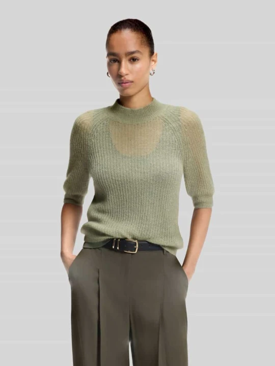 Zdjęcie produktu Sweter o kroju slim fit z mieszanki wełny z alpaki model 'FEWE' Boss Limonkowy