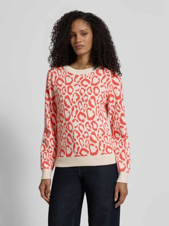 Zdjęcie produktu Sweter o kroju slim fit z mieszanki wiskozy Model 'JACQUARD' Vila Czerwony