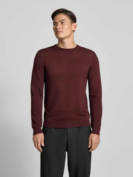 Zdjęcie produktu Sweter o kroju slim fit z mieszanki wiskozy z fakturowanym wzorem Antony Morato Bordowy