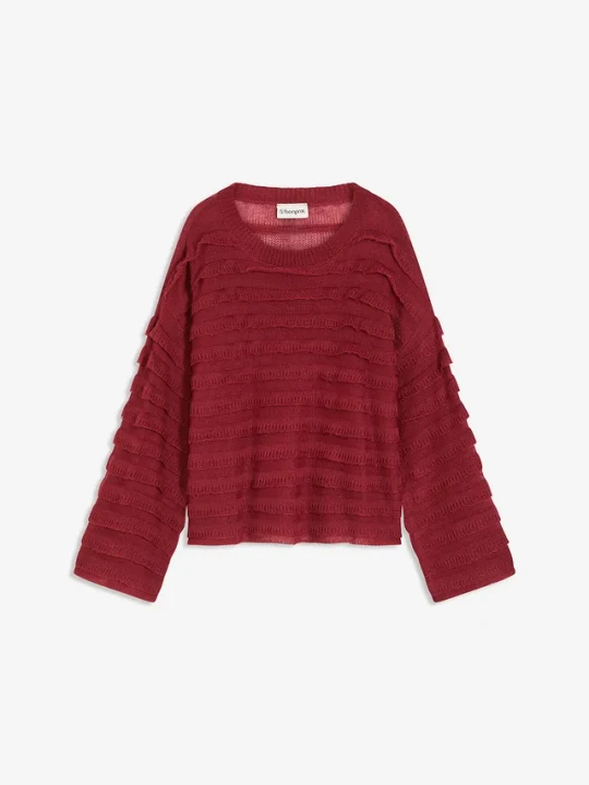 Zdjęcie produktu Sweter oversize, półprzezroczysty BonPrix czerwony