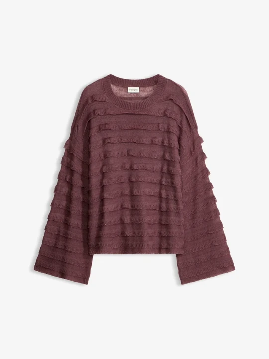 Zdjęcie produktu Sweter oversize, półprzezroczysty BonPrix fioletowy