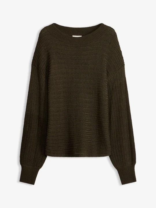 Zdjęcie produktu Sweter oversize w ażurowy wzór BonPrix zielony