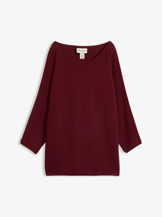 Zdjęcie produktu Sweter oversize w prążek z mieszanki wiskozy BonPrix czerwony