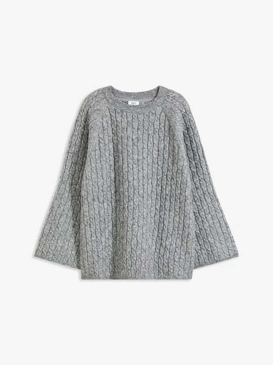 Zdjęcie produktu Sweter oversize w warkocze BonPrix szary