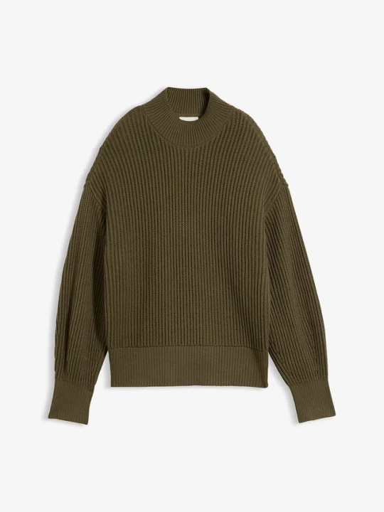 Zdjęcie produktu Sweter oversize z czystej bawełny BonPrix zielony