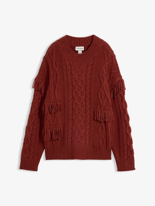 Zdjęcie produktu Sweter oversize z frędzlami BonPrix brązowy