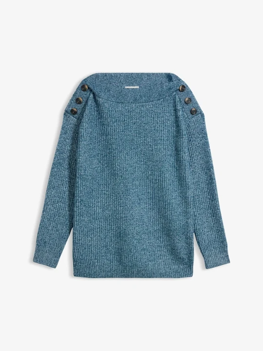 Zdjęcie produktu Sweter oversize z guzikami BonPrix niebieski