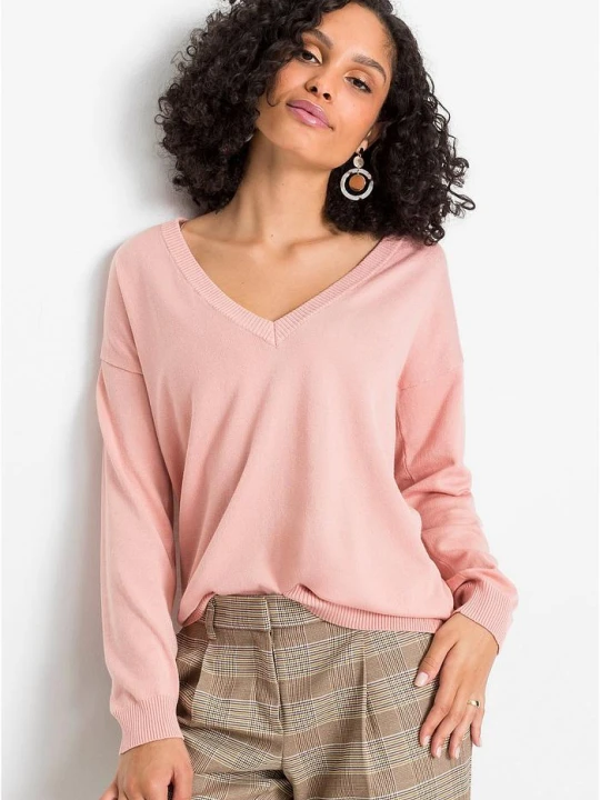 Zdjęcie produktu Sweter oversize z mieszanki wiskozy BonPrix różowy