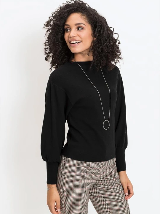 Zdjęcie produktu Sweter oversize z mieszanki wiskozy BonPrix czarny