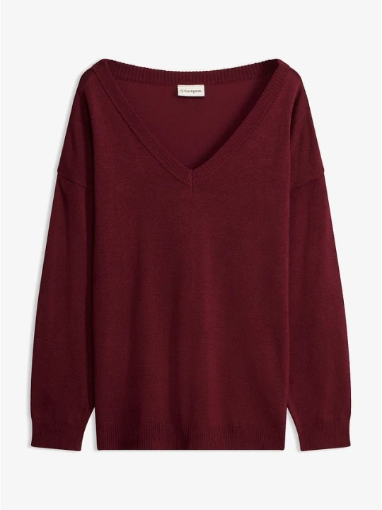 Zdjęcie produktu Sweter oversize z mieszanki wiskozy BonPrix czerwony