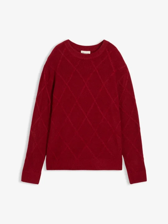 Zdjęcie produktu Sweter oversize z warkoczami BonPrix czerwony