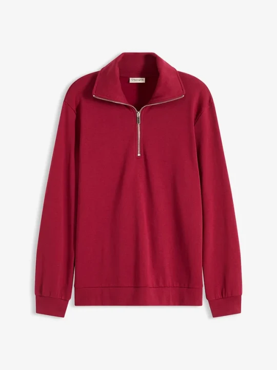 Zdjęcie produktu Sweter oversize ze stójką z zamkiem BonPrix czerwony