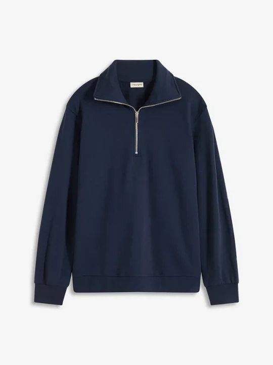 Zdjęcie produktu Sweter oversize ze stójką z zamkiem BonPrix niebieski