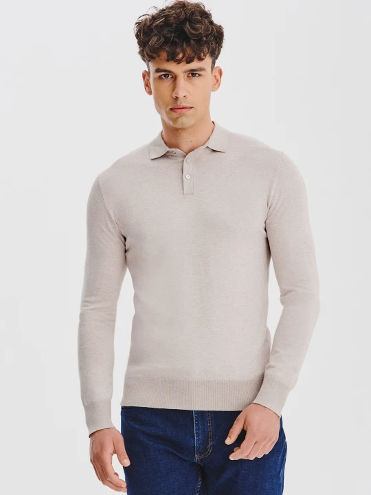 Zdjęcie produktu Sweter polo w kolorze beżowym Pako Lorente