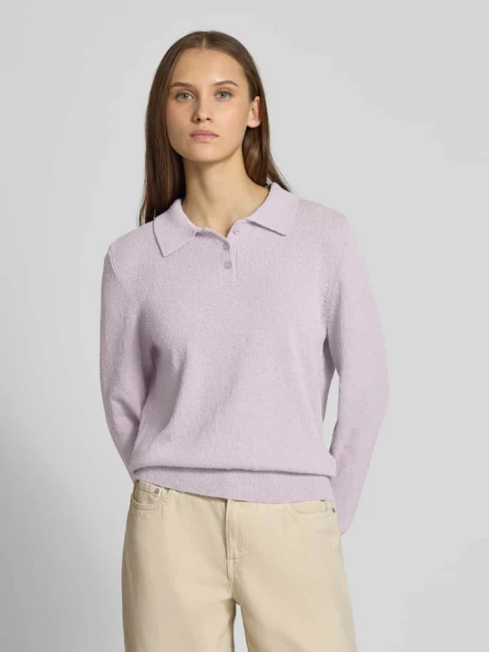 Zdjęcie produktu Długi Sweter z dzianiny Polo z przędzy Bouclé REVIEW Jasnofioletowy