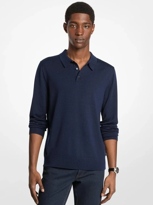 Zdjęcie produktu Sweter polo z wełny Michael Kors PÓŁNOC (Niebieski)