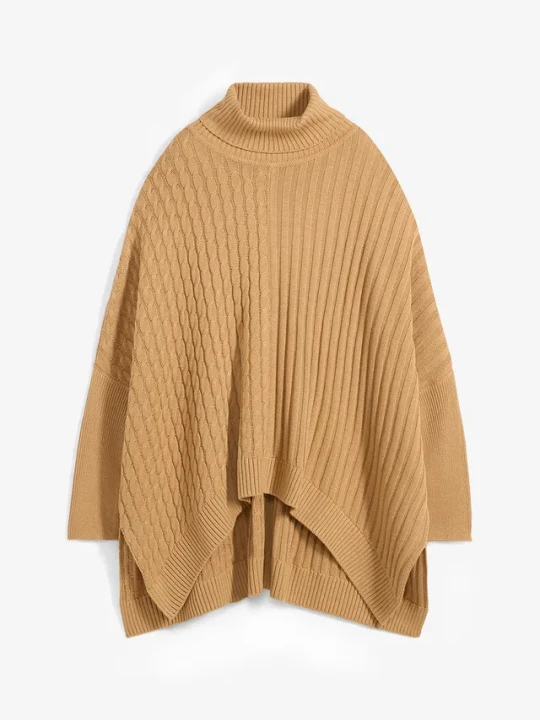 Zdjęcie produktu Sweter poncho oversize BonPrix beżowy