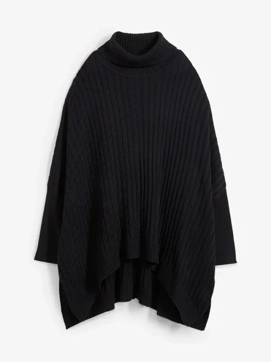 Zdjęcie produktu Sweter poncho oversize BonPrix czarny